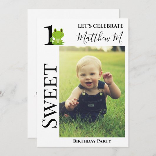 1. Geburtstag Party Meilenstein Foto Einladung (Vorne/Hinten)