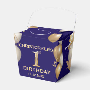 1. Geburtstag Party Navy Blue and Gold Balloons Geschenkschachtel