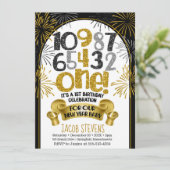 1. Geburtstag Party Neujahr Countdown Einladung (Stehend Vorderseite)