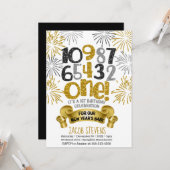 1. Geburtstag Party Neujahr Countdown Einladung (Vorderseite/Rückseite Beispiel)