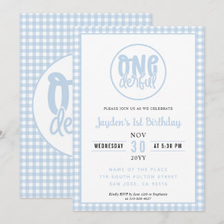 1. Geburtstag Party Niedlich Onederful Pastel Blue Einladung