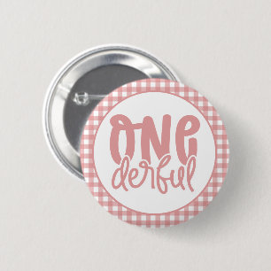 1. Geburtstag Party Niedliche Pastel Pink Onederfu Button