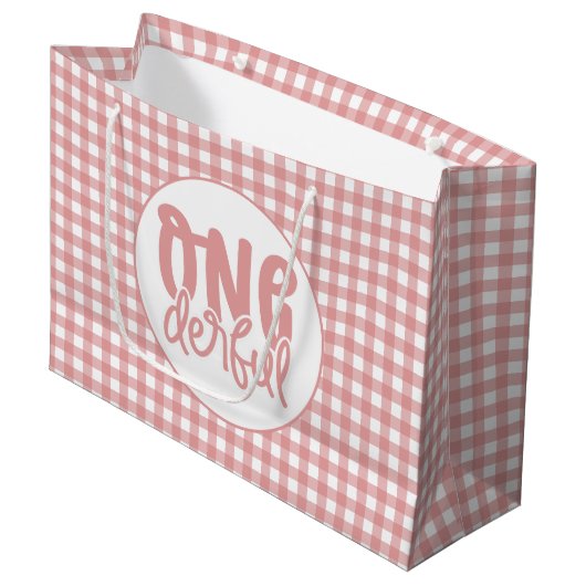 1. Geburtstag Party Niedliche Pastel Pink Onederfu Große Geschenktüte (Vorderseite Schrägansicht)