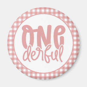 1. Geburtstag Party Niedliche Pastel Pink Onederfu Magnet