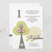 1. Geburtstag Party Night Owls Niedliche Einladung (Vorne/Hinten)