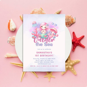 1. Geburtstag Party ONEder Sea Mermaid Einladung