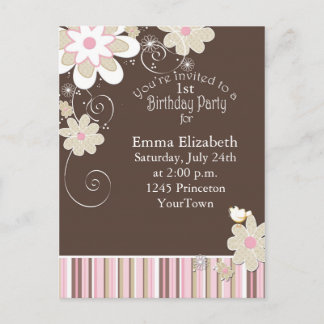 1. Geburtstag Party Postkarte für Mädchen