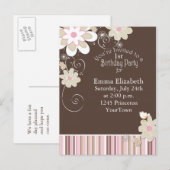 1. Geburtstag Party Postkarte für Mädchen (Vorne/Hinten)