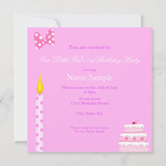 1. Geburtstag Party Rosa Afroamerikaner Einladung (Rückseite)