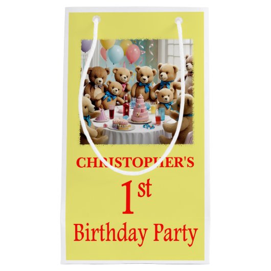 1. Geburtstag Party Teddy Bears Party Kleine Geschenktüte (Vorderseite)