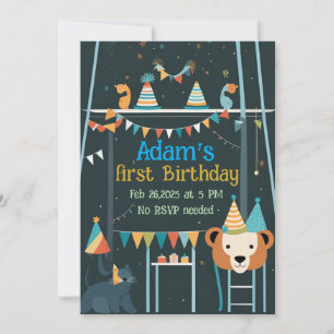 1. Geburtstag Party Whimsical Animal Celebration Einladung