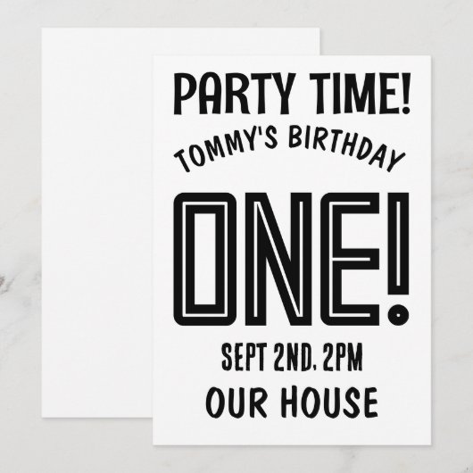 1. GEBURTSTAG PERSONALISIERTE Einladung (Vorne/Hinten)