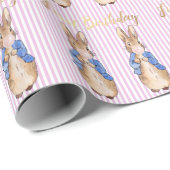 1. Geburtstag Peter der Rabbit Pink Blase Kaugummi Geschenkpapier (Rolleneckpunkt)
