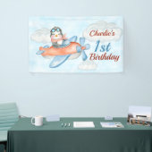 1. Geburtstag Pinguin Flugzeug Blue Banner (Messeveranstaltung)