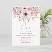 1. Geburtstag Pink Aquarell Blumenladen Einladung (Stehend Vorderseite)