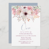 1. Geburtstag Pink Aquarell Blumenladen Einladung (Vorne/Hinten)