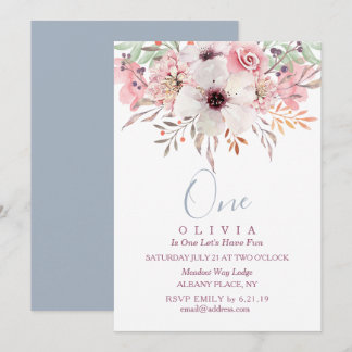 1. Geburtstag Pink Aquarell Blumenladen Einladung