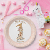 1. Geburtstag Pink Girl Baby Giraffe Papierplatte Pappteller (Party)