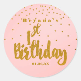 1. Geburtstag Pink & Gold Foil Confetti Stickers