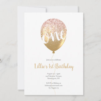 1. Geburtstag Pink Gold Glitzer Einladung