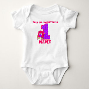 1. Geburtstag Pink Monster Personalisierter T - Sh Baby Strampler