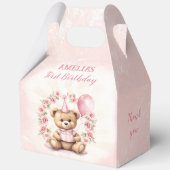 1. Geburtstag Pink Roses Cute Bär Grosses Gabel Geschenkschachtel (Rückseite)