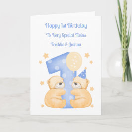 1. Geburtstag Polka Dot Teddies Twin Boys Card Karte