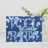 1. Geburtstag Pool Party Blau Weiße Vorlage (Stehend Vorderseite)