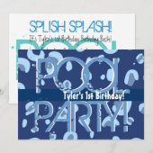 1. Geburtstag Pool Party Blau Weiße Vorlage (Vorne/Hinten)