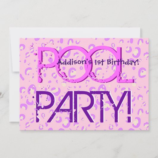 1. Geburtstag Pool Party Rosa und Lila Blasen Einladung (Vorderseite)