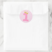 1. Geburtstag Princess Crown Runder Aufkleber (Tasche)