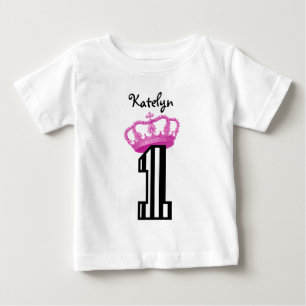 1. Geburtstag Prinzessinnenkrone Streifen Ein Jahr Baby T-shirt