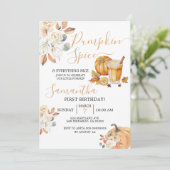 1. Geburtstag Pumpkin Gewürz und alles Nizza Einladung (Stehend Vorderseite)