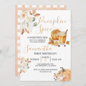 1. Geburtstag Pumpkin Gewürz und alles Nizza Einladung (Vorne/Hinten)