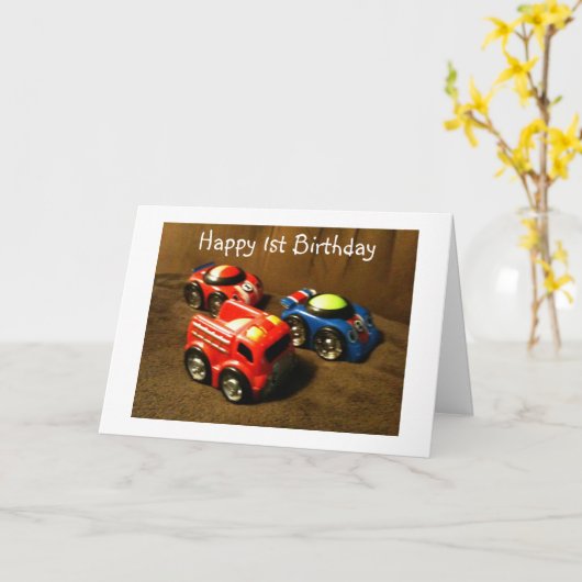 1. GEBURTSTAG - RACING AUTO GREETING KARTE (Gelbe Blume)
