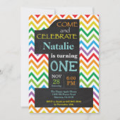 1. Geburtstag - Rainbow Chalkboard Einladung (Vorderseite)