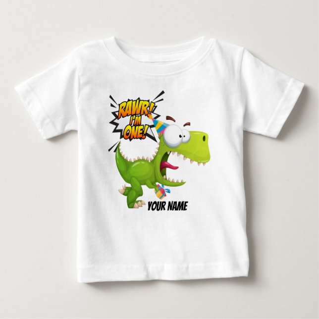 1. Geburtstag Rawr Dinosaurier Baby T-shirt (Vorderseite)