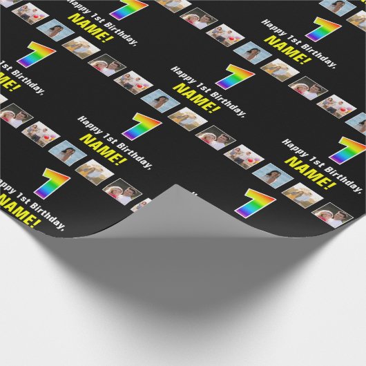 1. Geburtstag: Regenbogen "1"; benutzerdefinierte Geschenkpapier (Ecke)