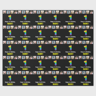 1. Geburtstag: Regenbogen "1"; benutzerdefinierte  Geschenkpapier