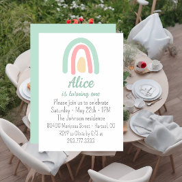 1. Geburtstag: Regenbogengrün Einladung