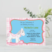 1. Geburtstag Rockpferd Geburtstag Einladung (Stehend Vorderseite)