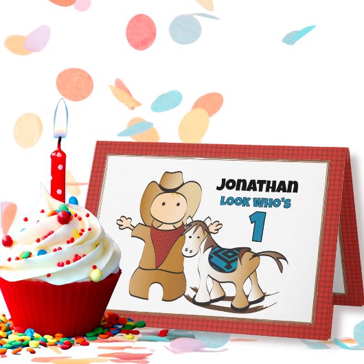 1. Geburtstag Rodeo Cowboy Wild West Fun Cartoon Karte