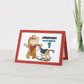 1. Geburtstag Rodeo Cowboy Wild West Fun Cartoon Karte (Vorderseite)