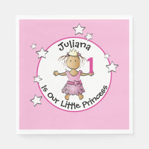 1. Geburtstag Rosa Ethnic Princess Cartoon Party Serviette