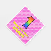 1. Geburtstag: Rosa Streifen & Herz, Regenbogen Nr Serviette (Ecke)