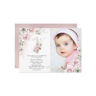 1. Geburtstag | Rose Blumenmädchen Einladung