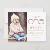 1. Geburtstag Rose Gold Glitzer Danke Karte (Vorderseite)