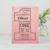 1. Geburtstag Rose Gold Pink Glitzer Einladung (Stehend Vorderseite)