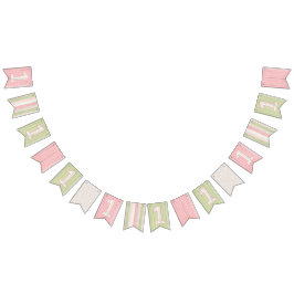 1. Geburtstag Rustikales Alter Grün & Rosa Blumenh Wimpelkette