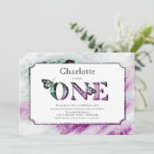 1. Geburtstag Rustikales Lila grünes Party Einladung (Stehend Vorderseite)